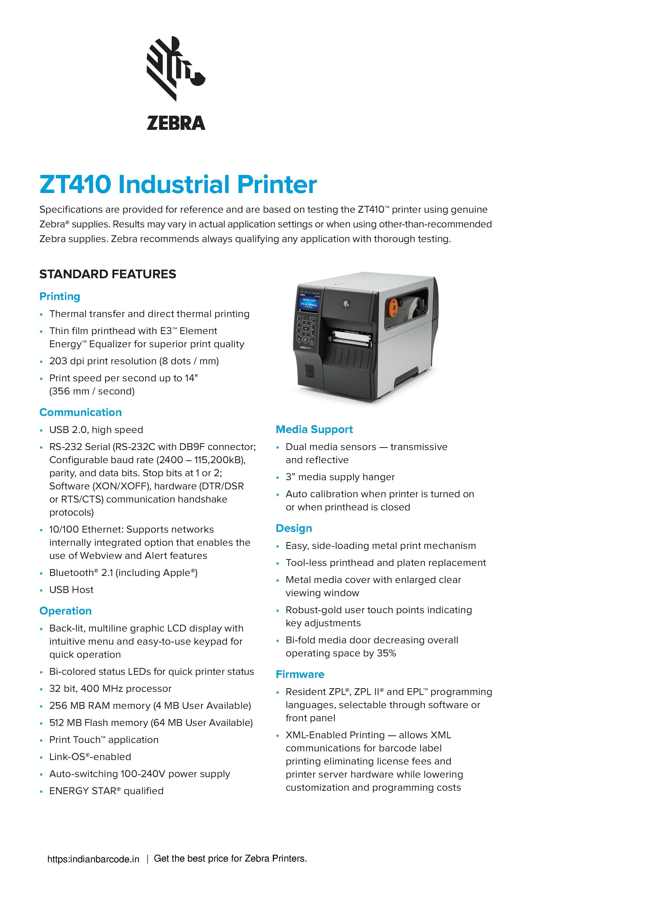 Best Price Zebra Zt410 Industrial Barcode Printer Buy Online Zebra Industrial Printers Barcode 5401